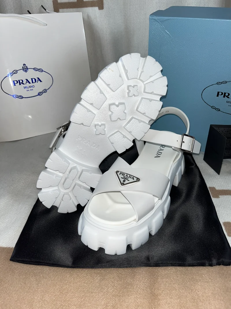 White Chunky P Sandals