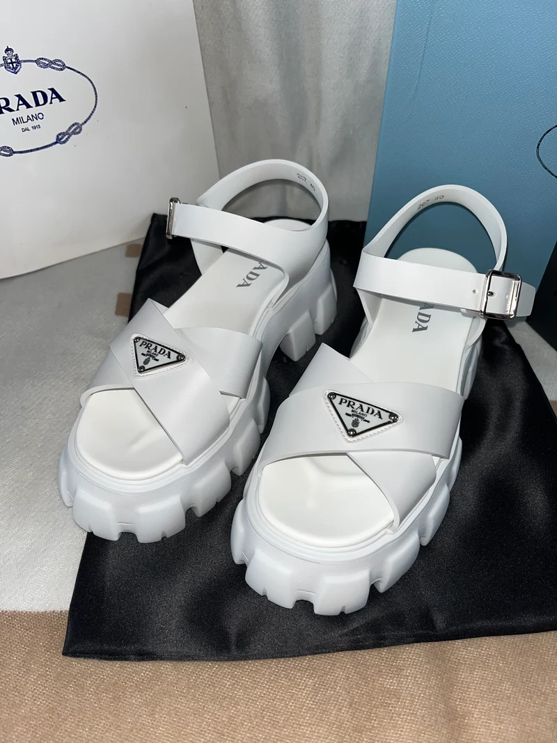 White Chunky P Sandals
