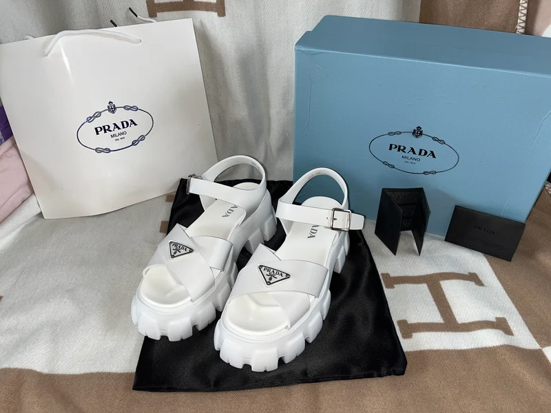 White Chunky P Sandals
