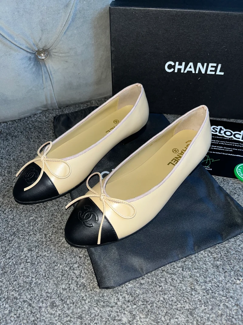 Beige & Black C Flats