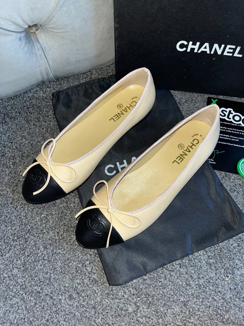 Beige & Black C Flats
