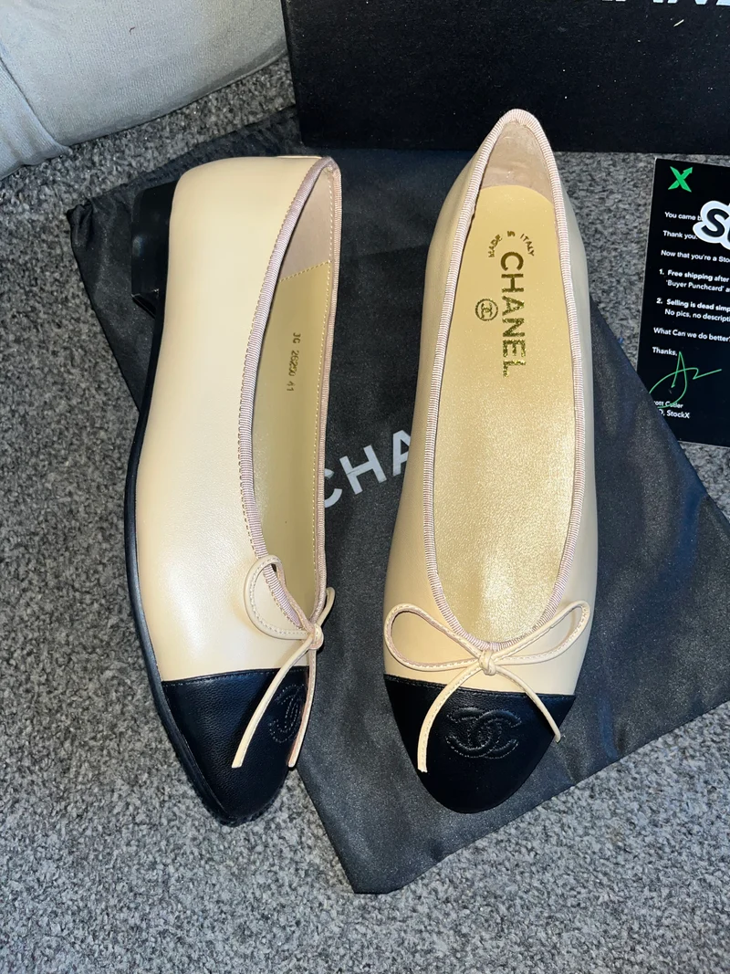 Beige & Black C Flats