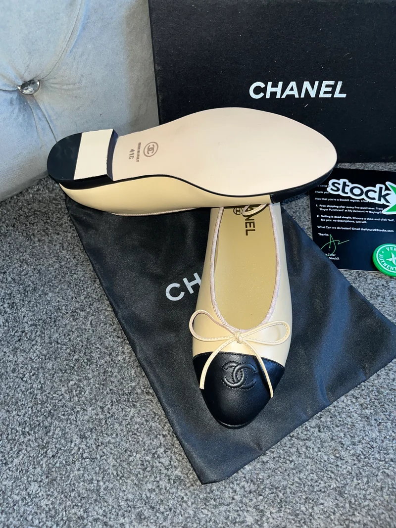 Beige & Black C Flats