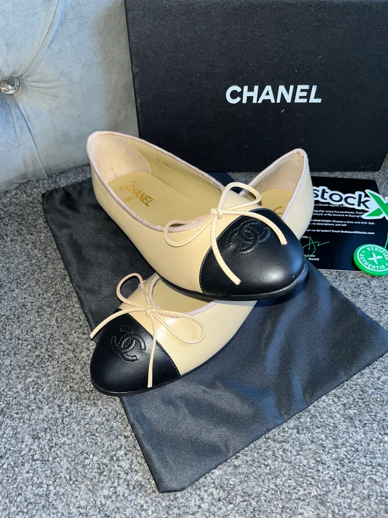 Beige & Black C Flats