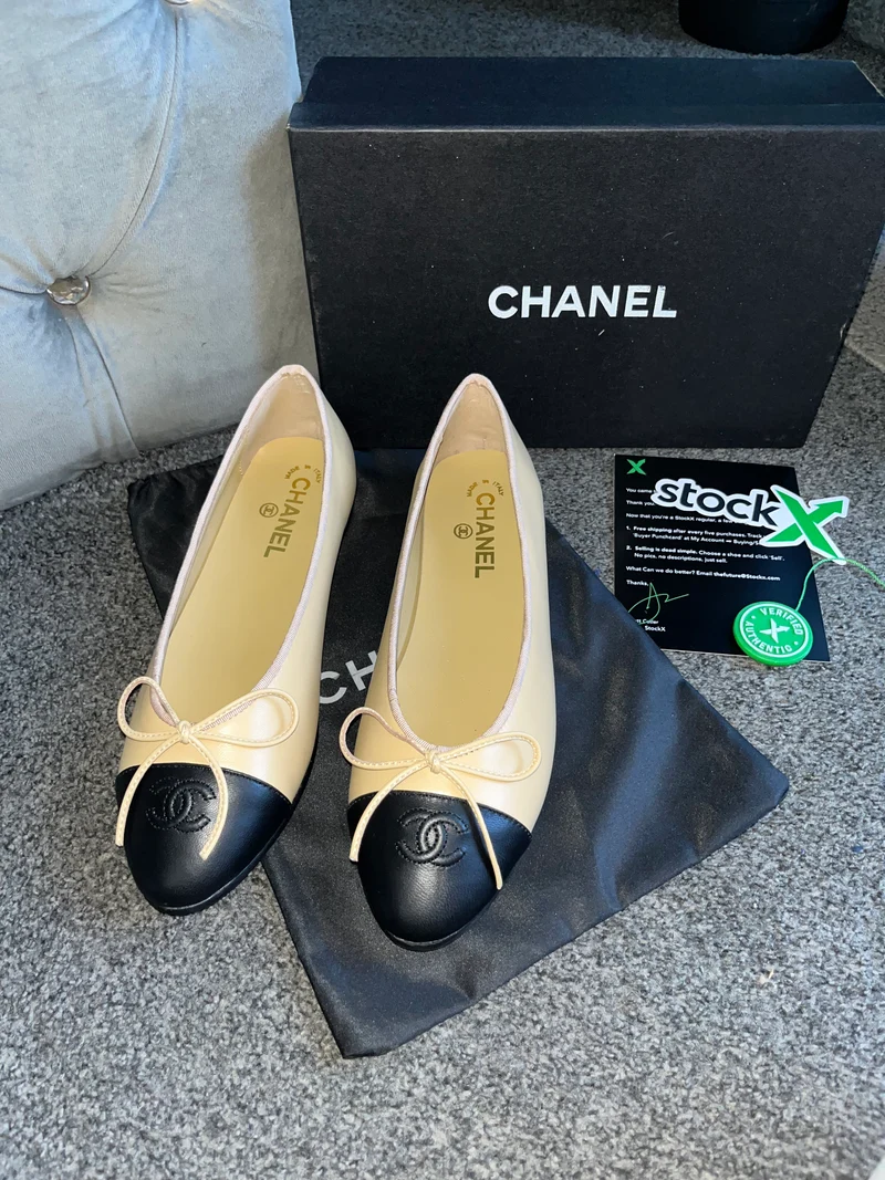Beige & Black C Flats