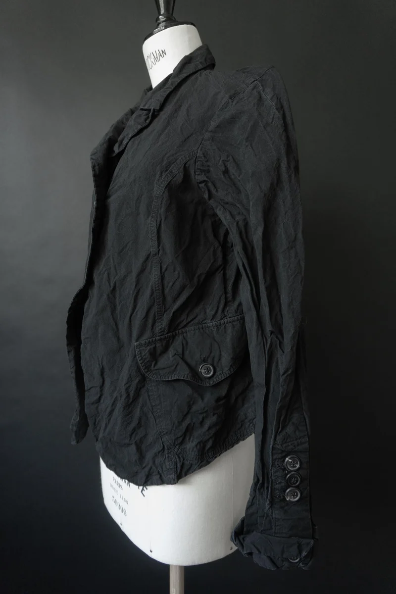 RUNDHOLZ Avantgarde Blazer in Schwarz mit Crinkle-Look, M–L