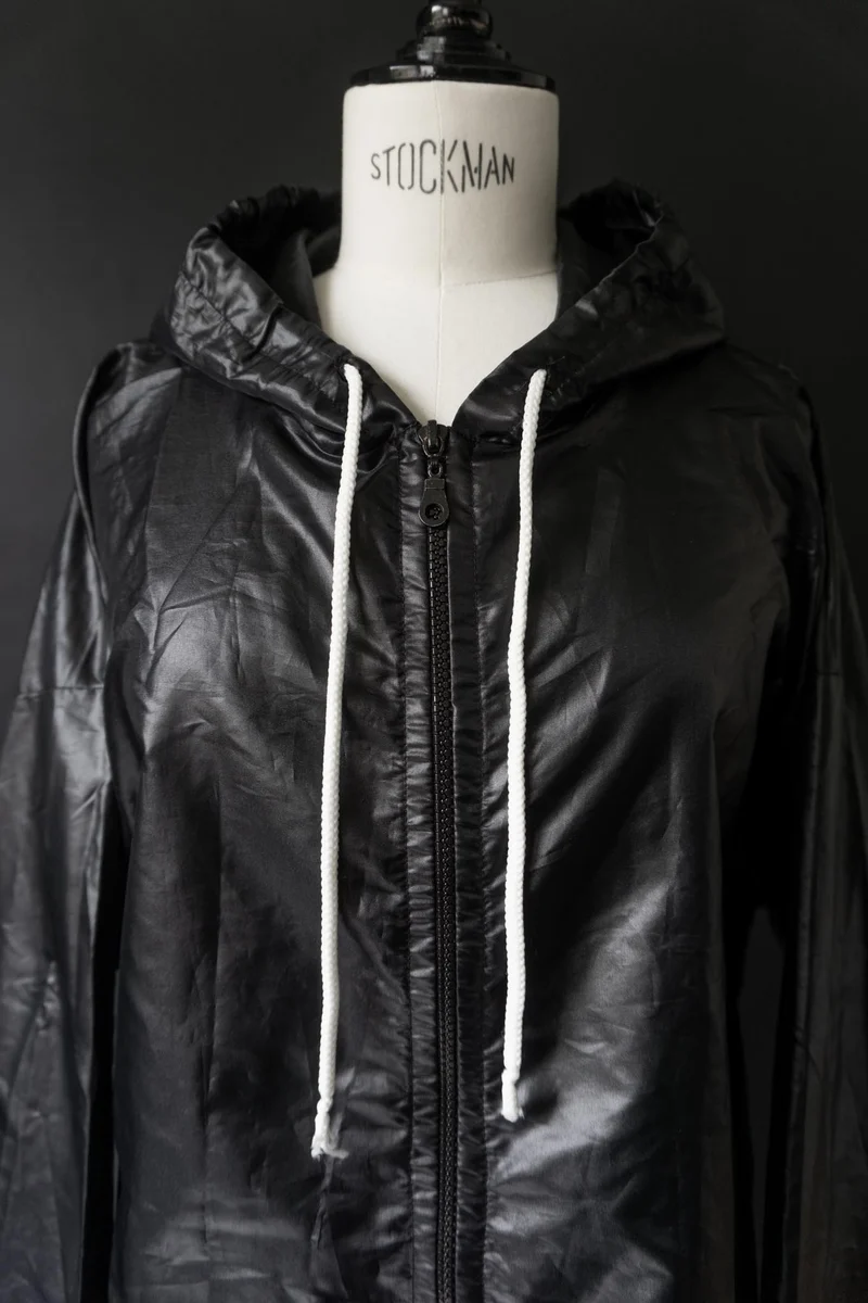 90s Vintage Windjacke in Schwarz mit oversized Silhouette, M–L