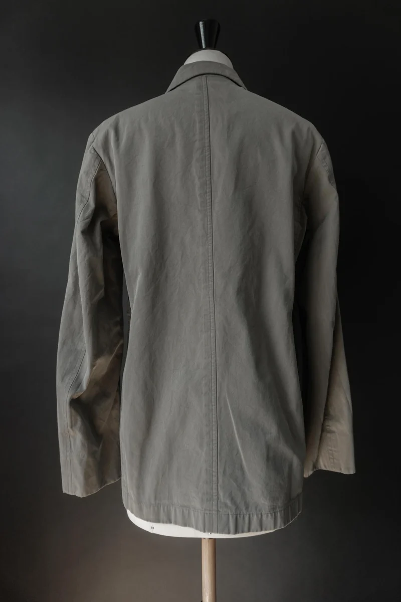 Vintage Jil Sander Minimal Cotton Jacket – 90s Designer Coat in Sage Grey, S–M