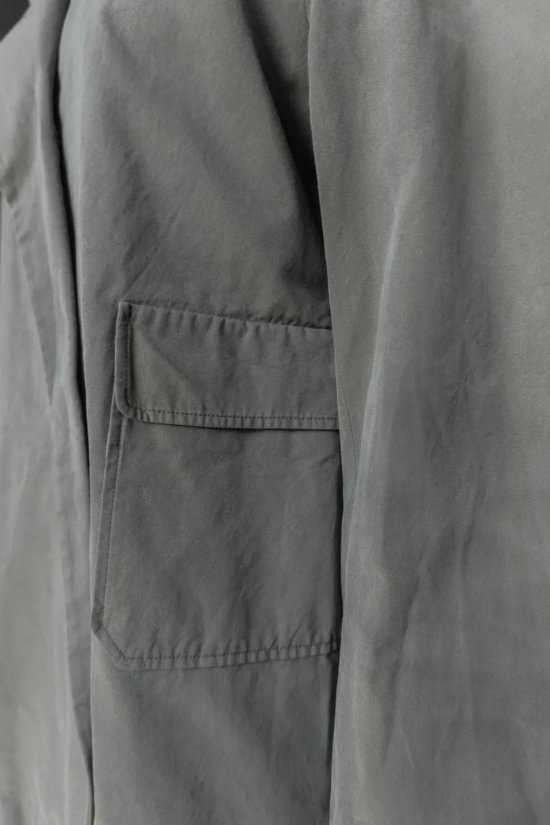 Vintage Jil Sander Minimal Cotton Jacket – 90s Designer Coat in Sage Grey, S–M