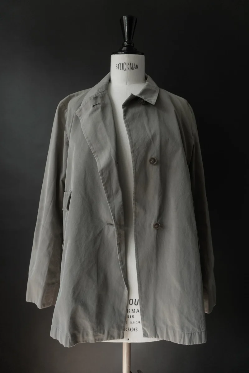 Vintage Jil Sander Minimal Cotton Jacket – 90s Designer Coat in Sage Grey, S–M