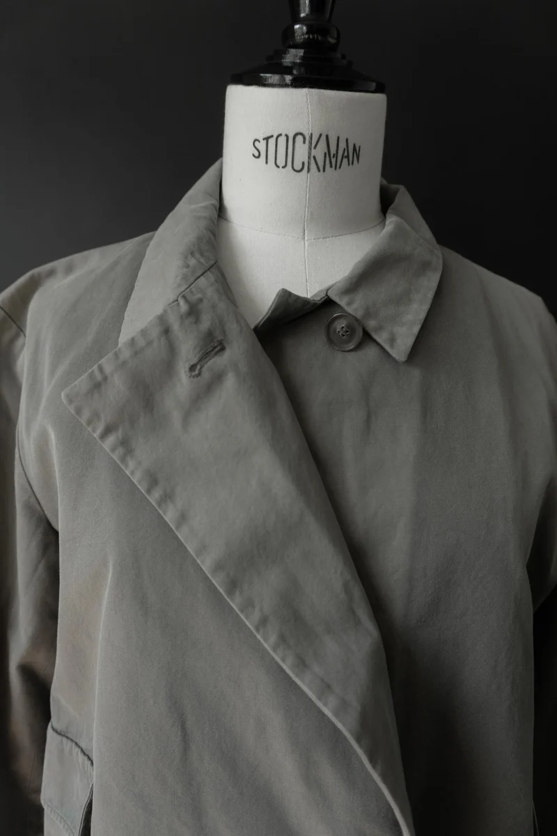 Vintage Jil Sander Minimal Cotton Jacket – 90s Designer Coat in Sage Grey, S–M
