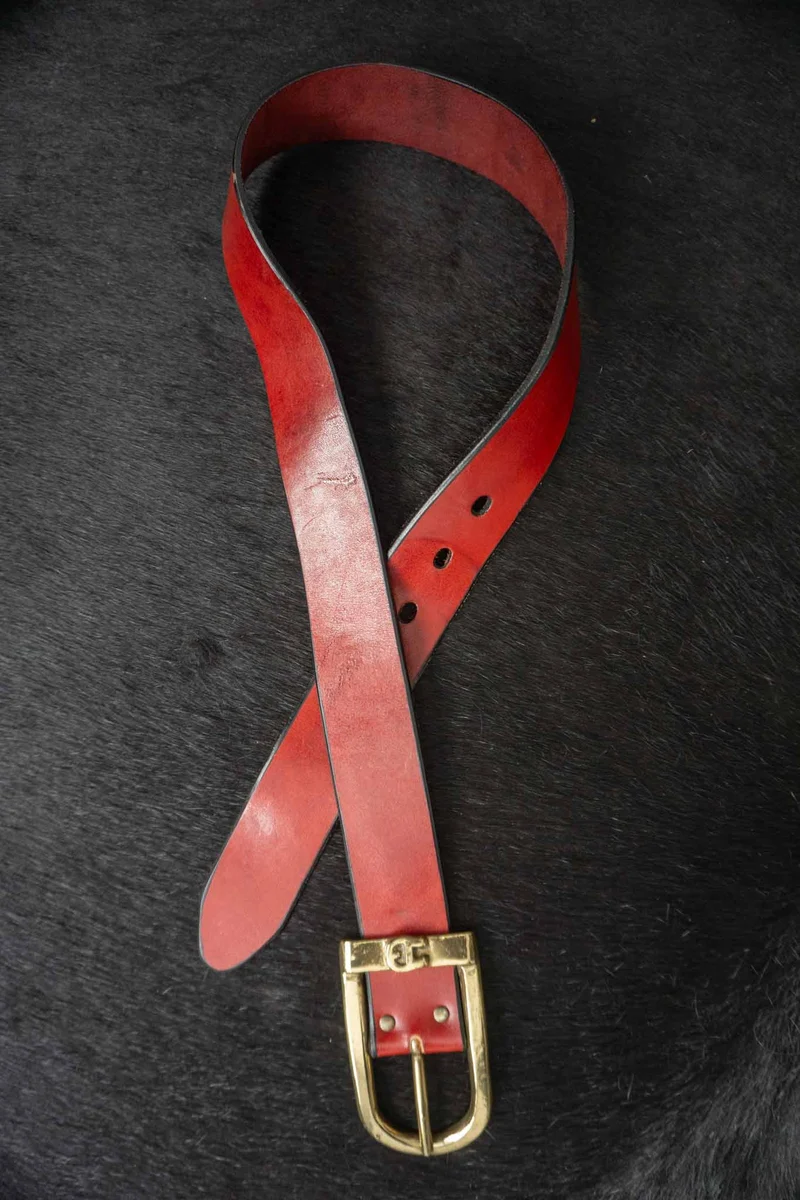 Vintage 70s Vintage Aigner Gürtel Rot Leder, S–M