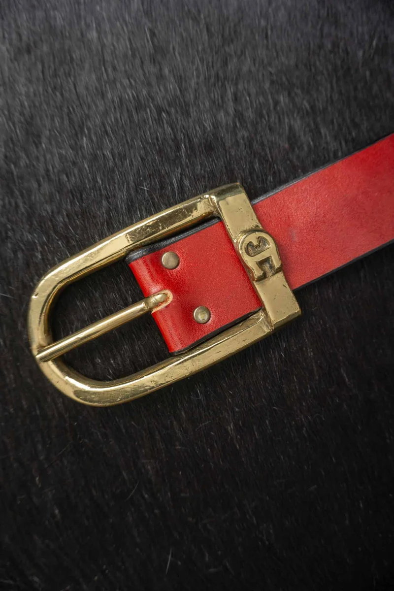 Vintage 70s Vintage Aigner Gürtel Rot Leder, S–M