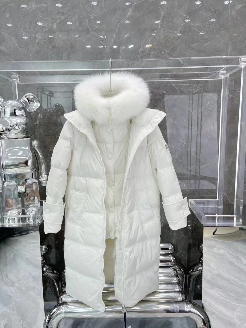 White Long Fur Hooded Coat