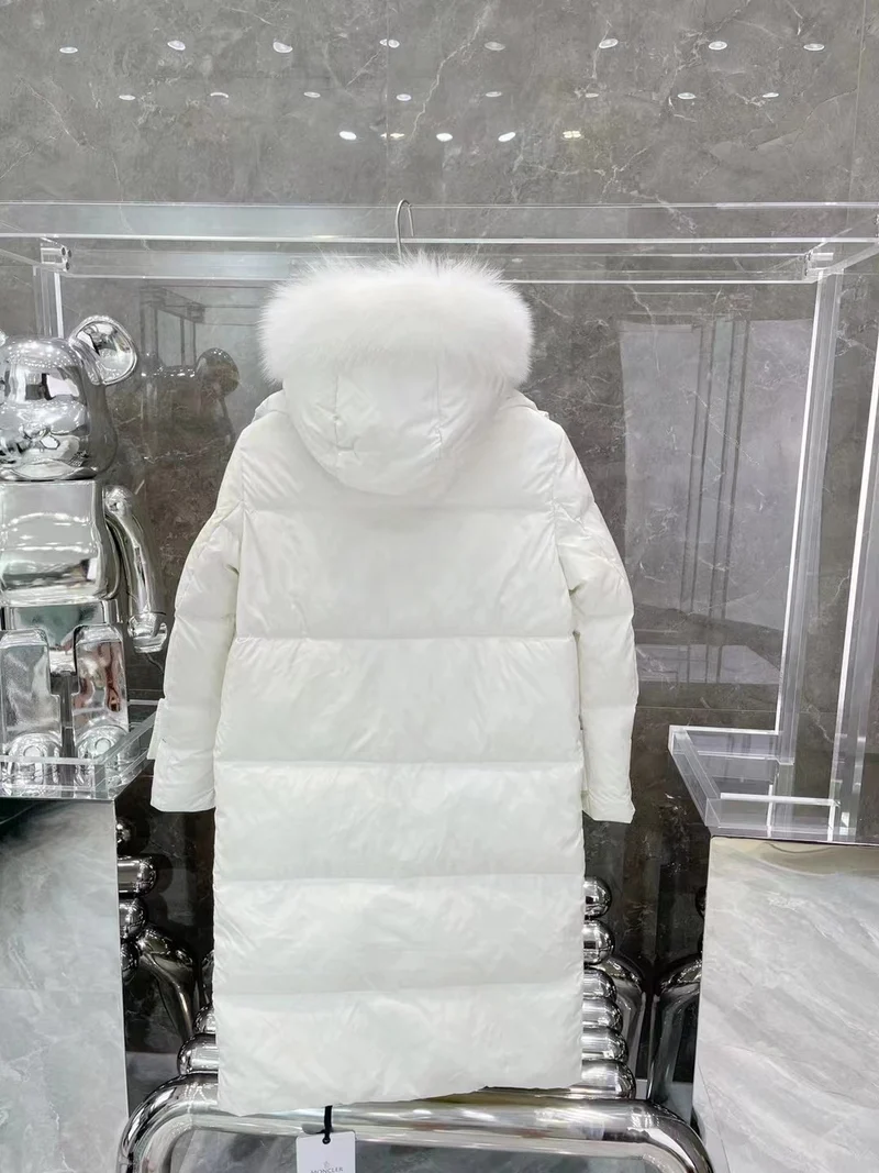 White Long Fur Hooded Coat