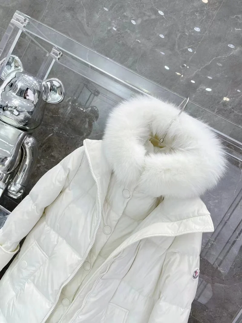 White Long Fur Hooded Coat