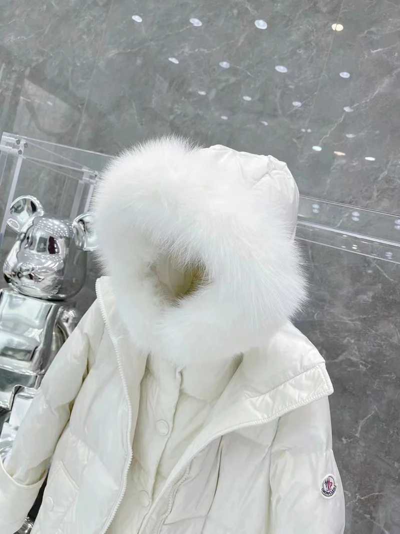 White Long Fur Hooded Coat