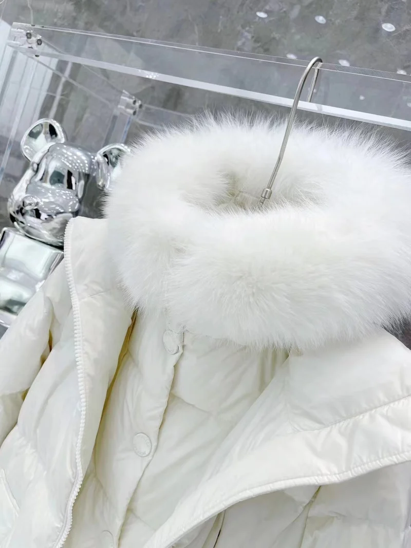 White Long Fur Hooded Coat