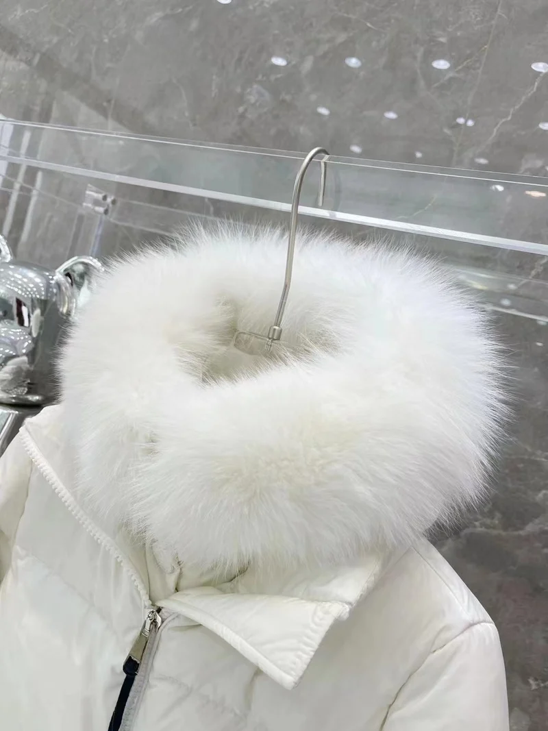 White Long Fur Hooded Coat