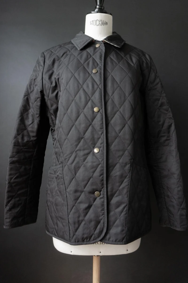 Vintage Burberry Steppjacke, Schwarz, S–M