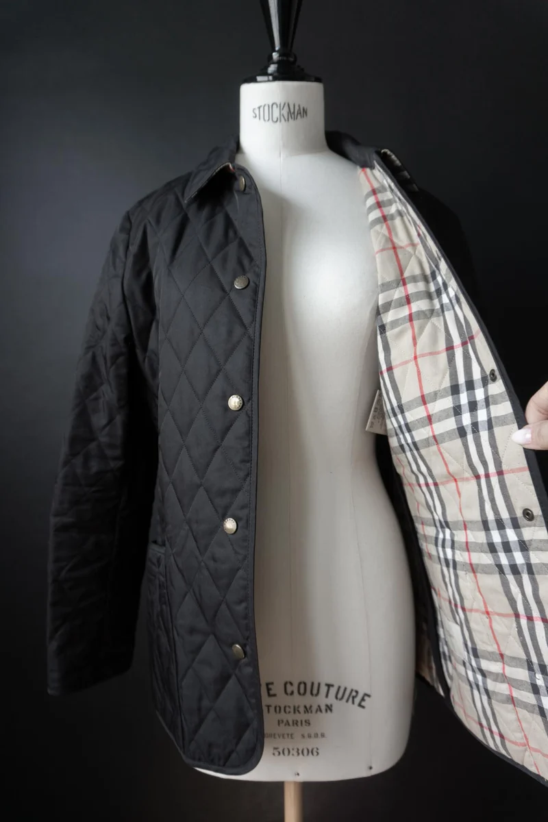 Vintage Burberry Steppjacke, Schwarz, S–M