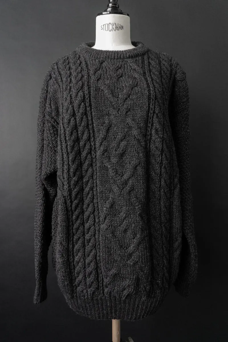 Vintage 90s Norweger Pullover, Anthrazit, M–XL