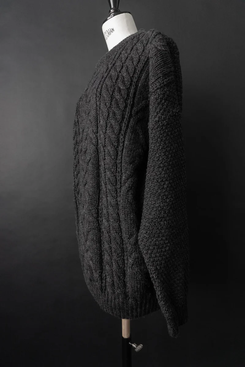 Vintage 90s Norweger Pullover, Anthrazit, M–XL