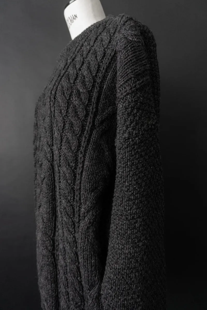 Vintage 90s Norweger Pullover, Anthrazit, M–XL