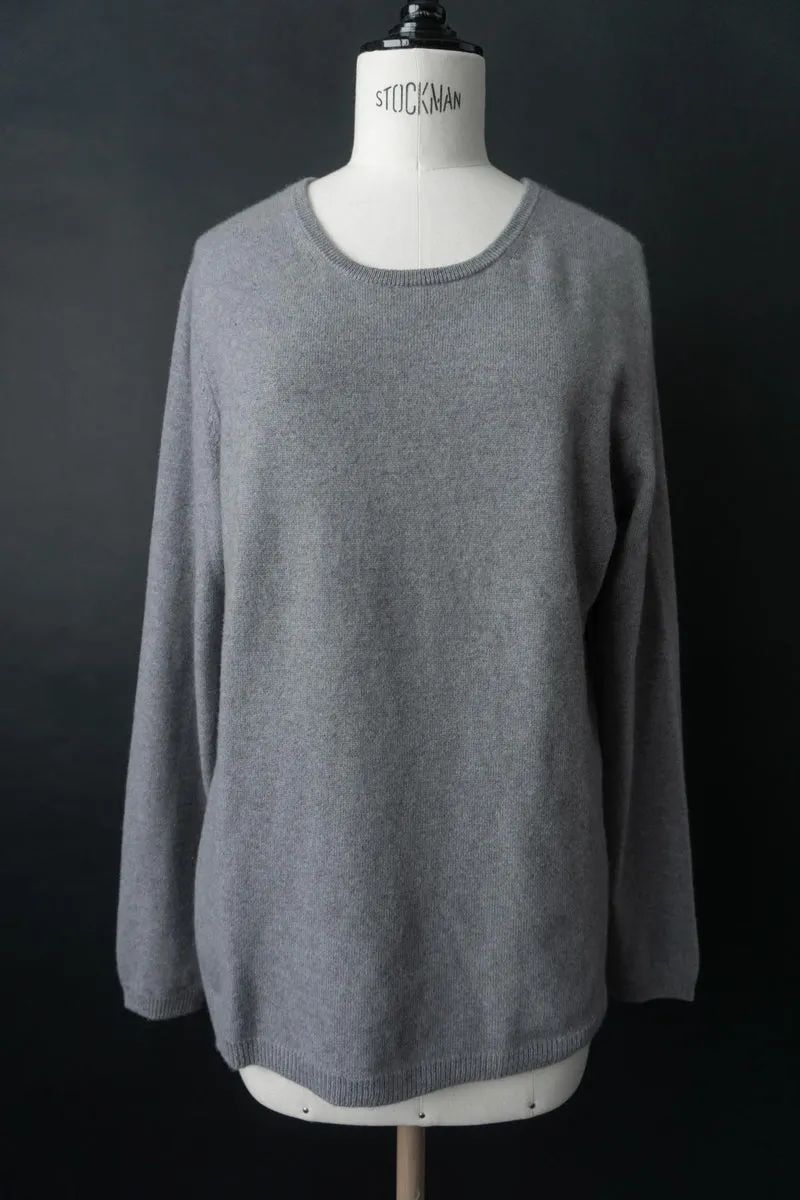 Vintage 90s Kaschmir Pullover, Stahlgrau, M-L