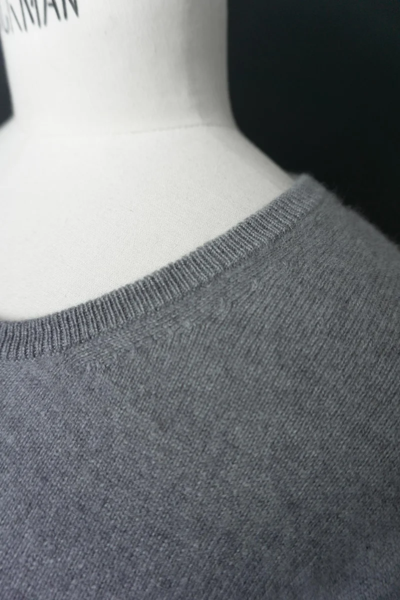 Vintage 90s Kaschmir Pullover, Stahlgrau, M-L