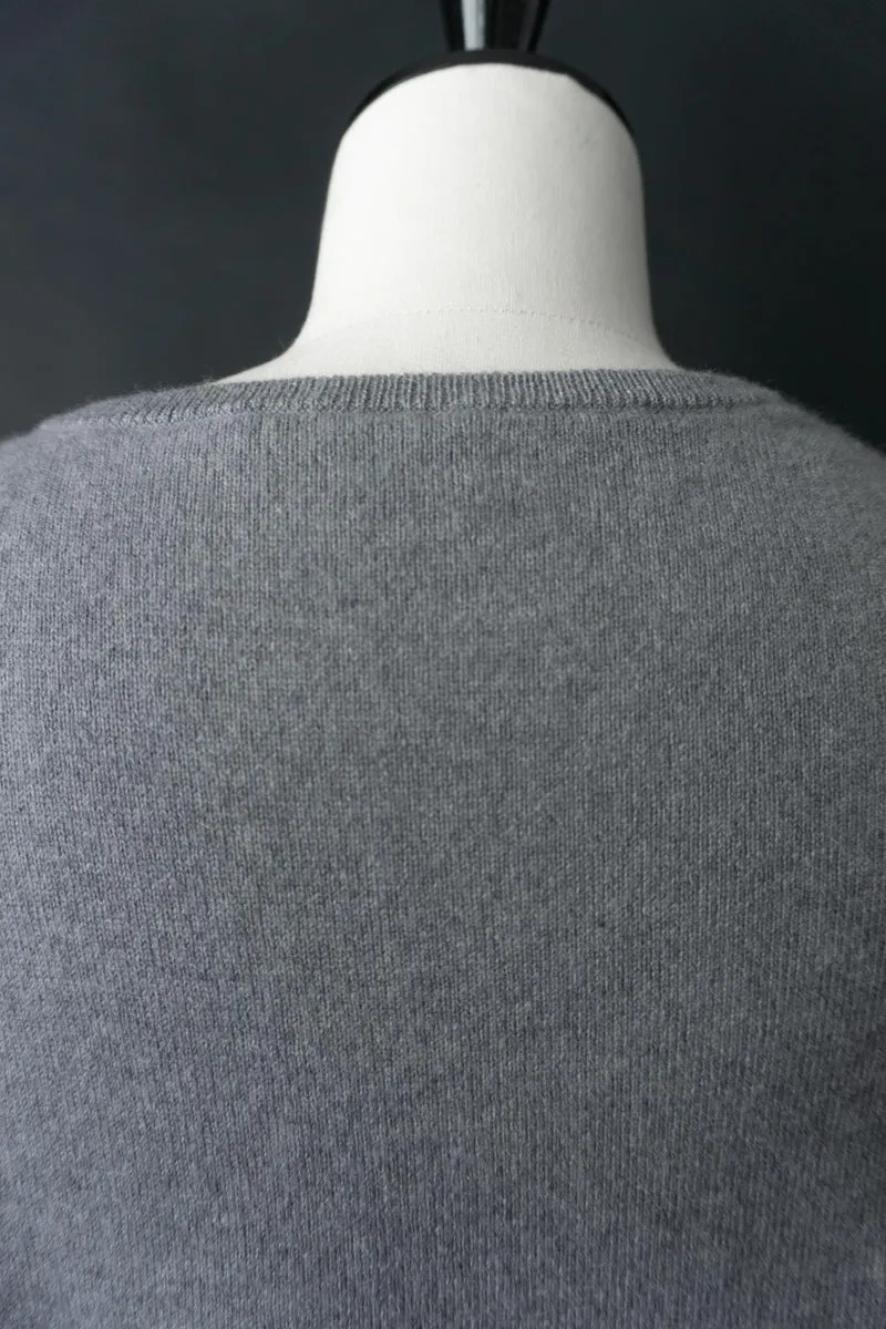 Vintage 90s Kaschmir Pullover, Stahlgrau, M-L