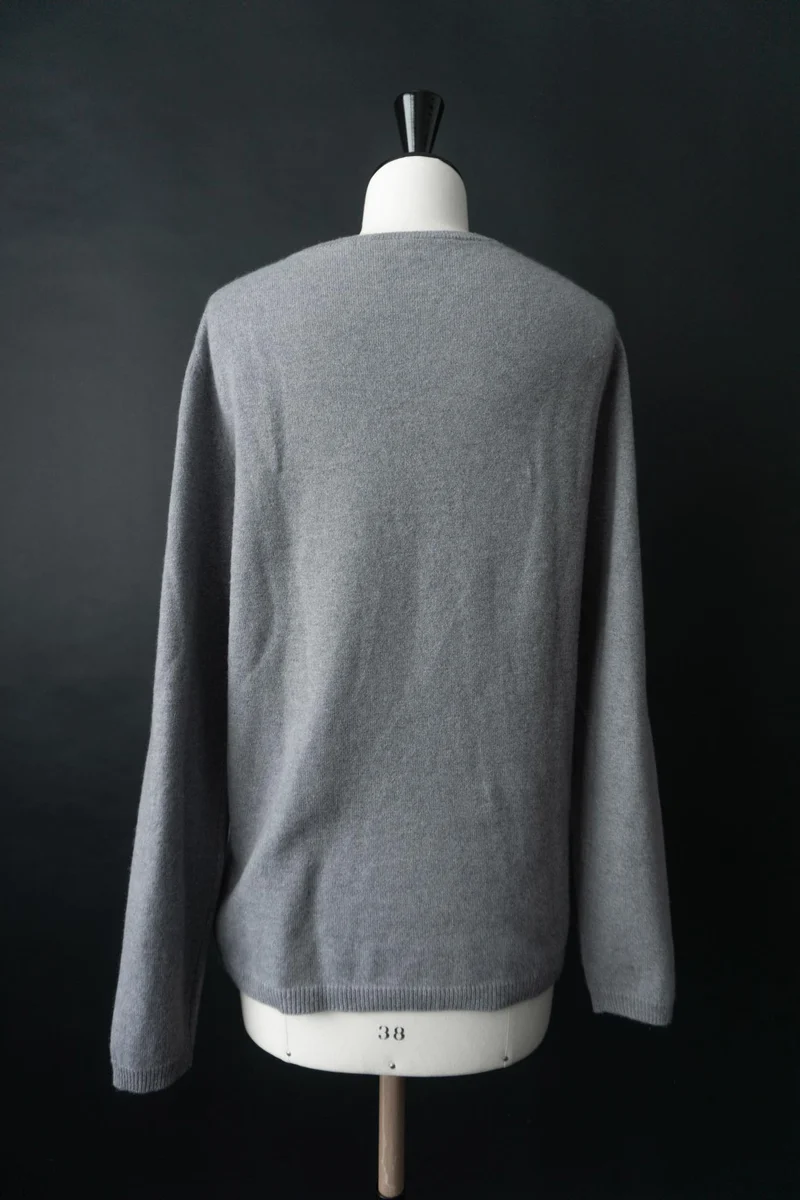 Vintage 90s Kaschmir Pullover, Stahlgrau, M-L