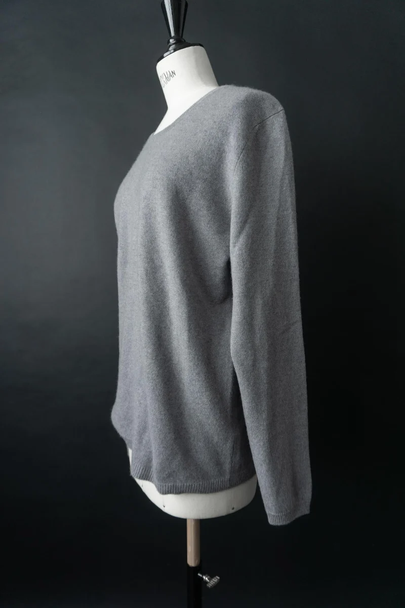 Vintage 90s Kaschmir Pullover, Stahlgrau, M-L