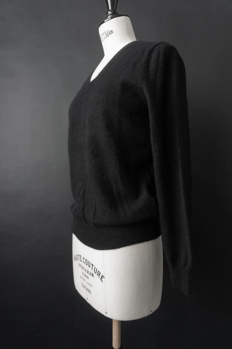 Vintage 90s Kaschmir Pullover, Schwarz, XS–S