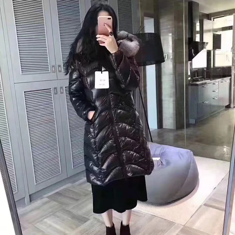 Shinny Fur Hooded Long Coat