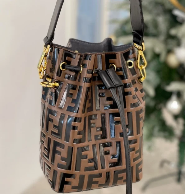 Brown Shinny Bucket Bag