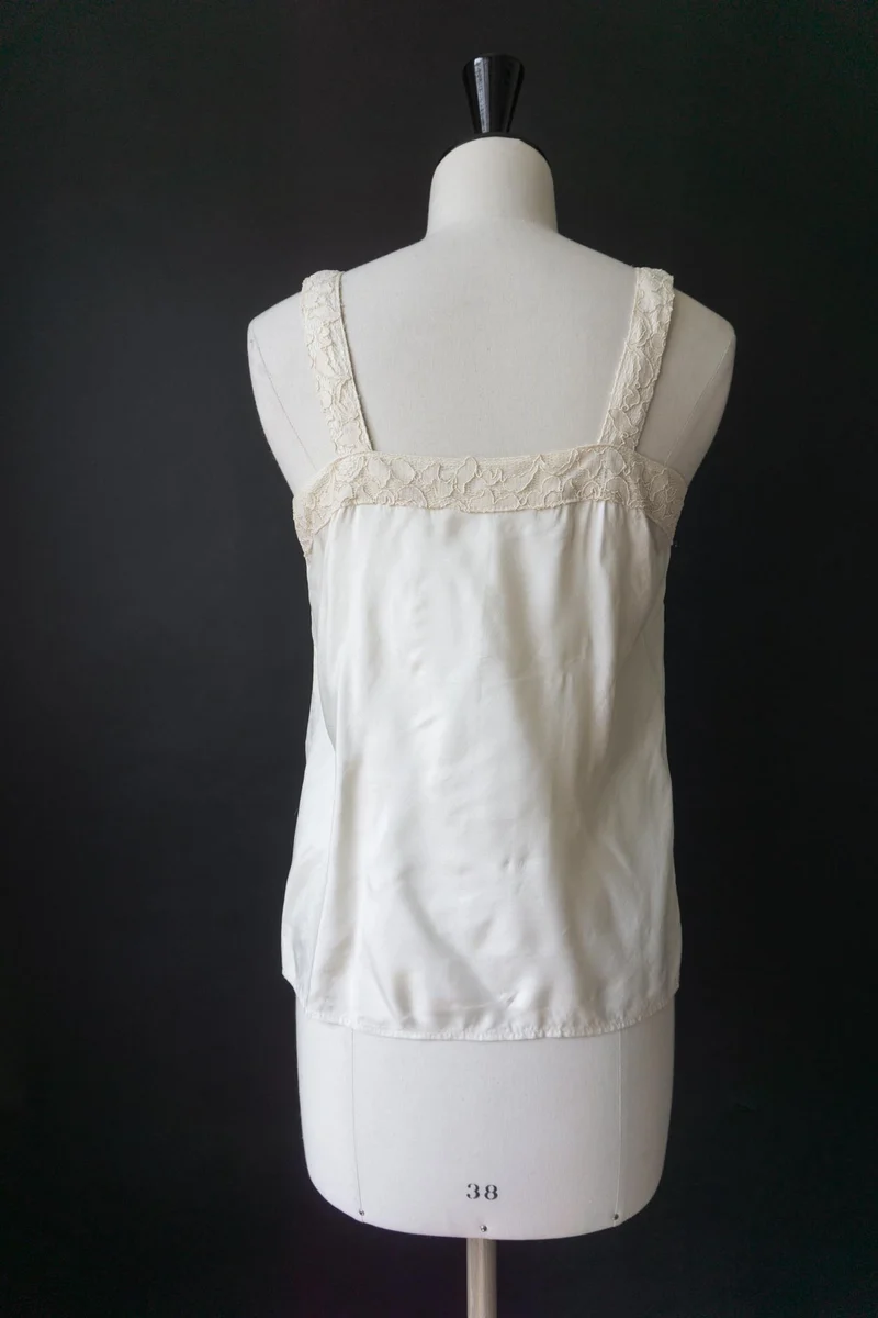 Vintage Lingerie Top, Spitze, Creme, S–M