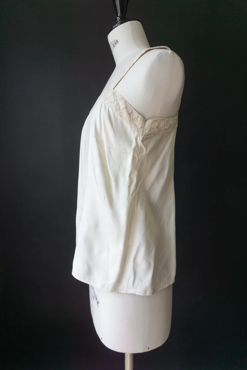 Vintage Lingerie Top, Spitze, Creme, S–M