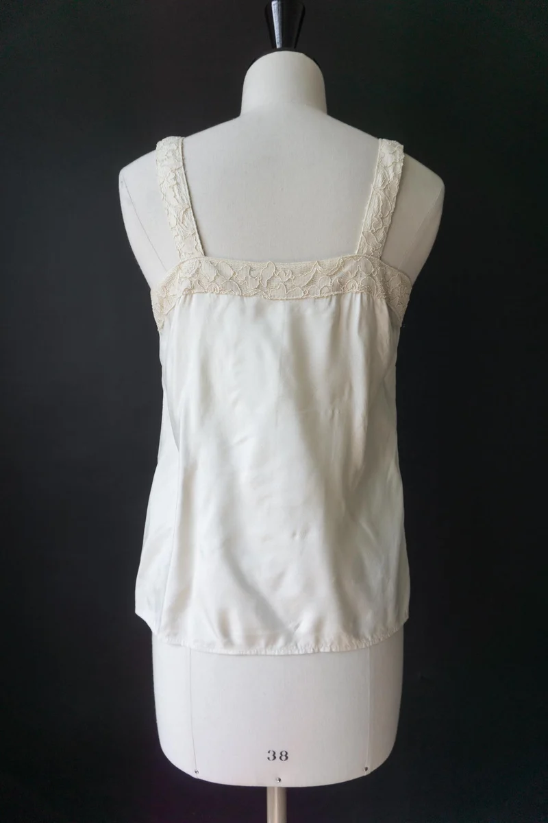 Vintage Lingerie Top, Spitze, Creme, S–M