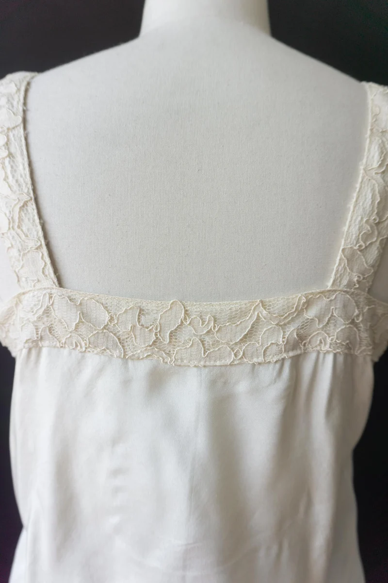 Vintage Lingerie Top, Spitze, Creme, S–M