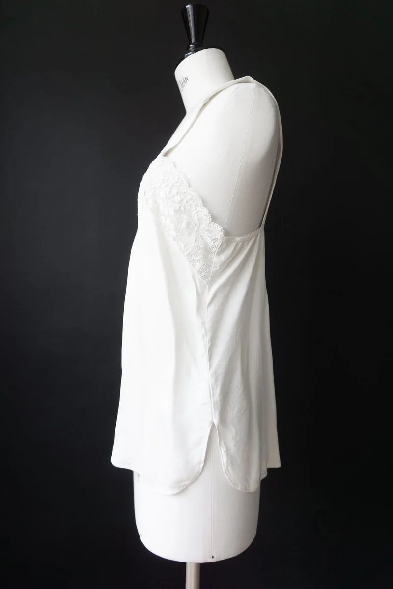 Vintage Lingerie Top, Seide, Creme, S–M