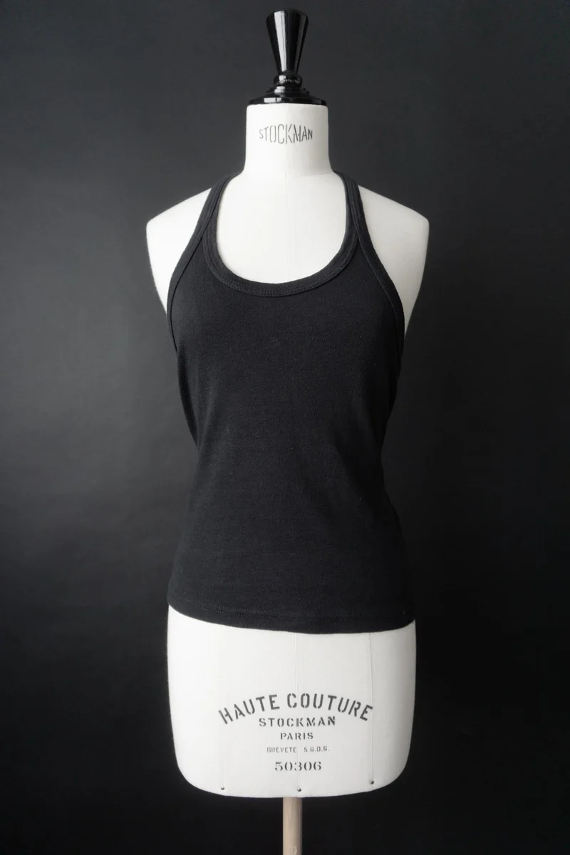 Vintage 70s Neckholder Tanktop, Baumwolle, S–M