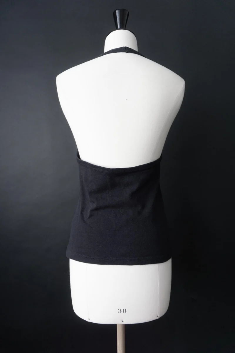 Vintage 70s Neckholder Tanktop, Baumwolle, S–M