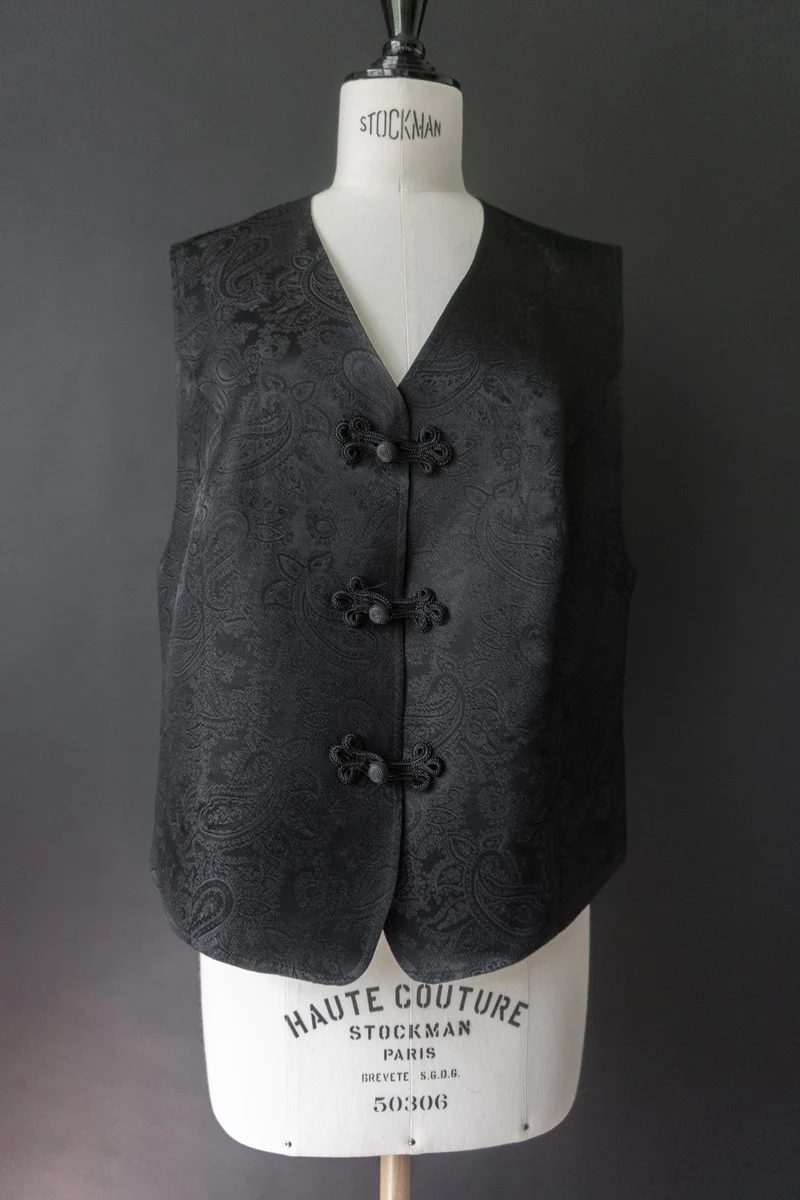Vintage 80s Weste, Dark Paisley, M–L