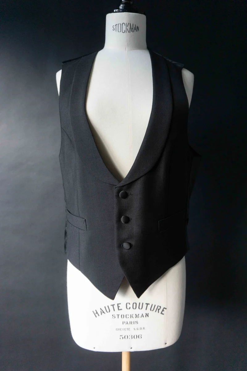 Schwarze Vintage Anzugweste aus den 80ern, M–L