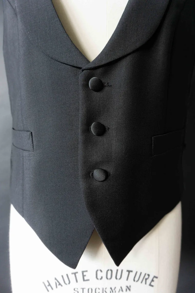 Schwarze Vintage Anzugweste aus den 80ern, M–L