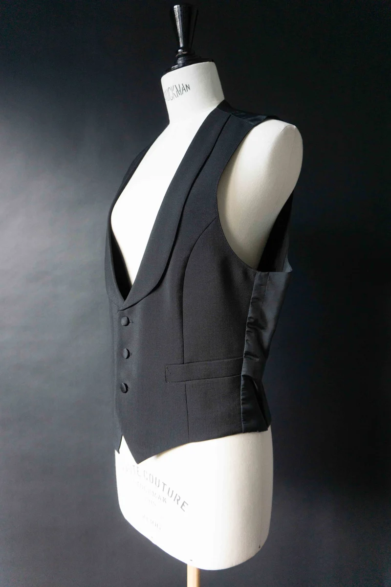 Schwarze Vintage Anzugweste aus den 80ern, M–L