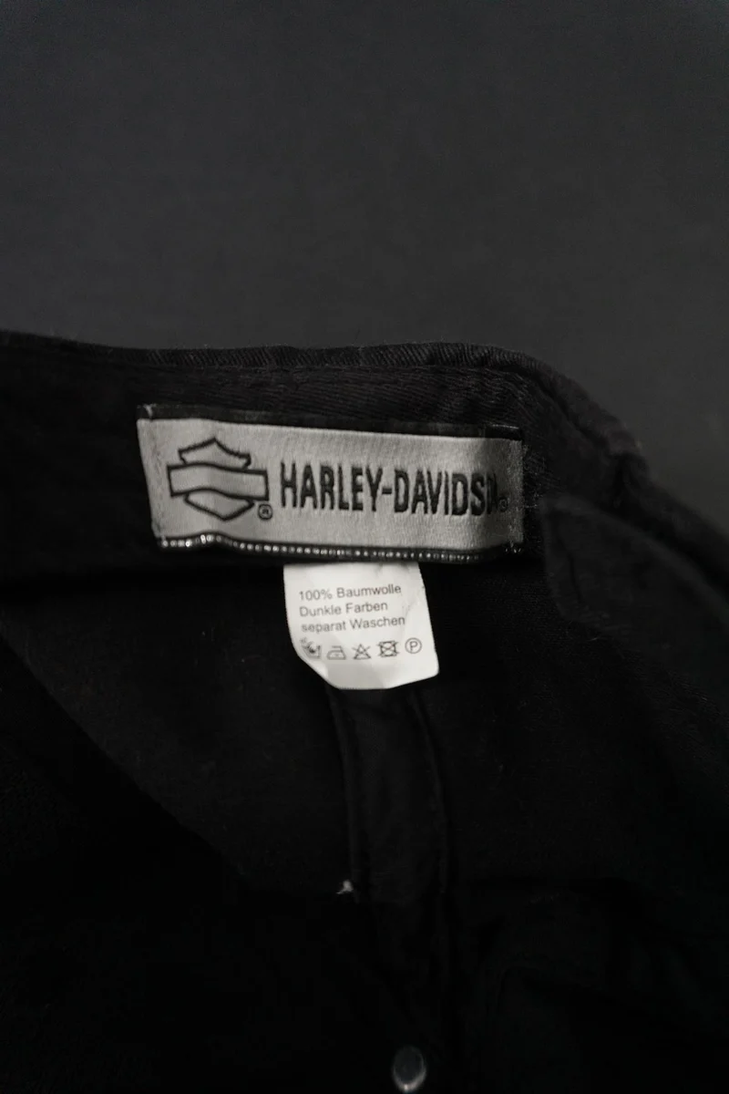 Vintage Harley-Davidson Baseball Cap – schwarze Logo-Kappe aus Baumwolle