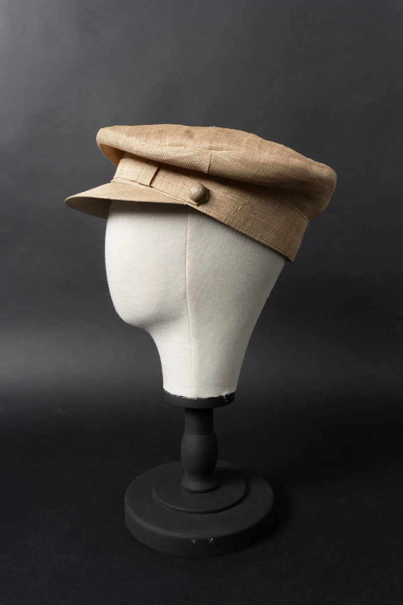 Vintage Leinen Schiffermütze in Naturbeige – zeitlose Baker Boy Cap