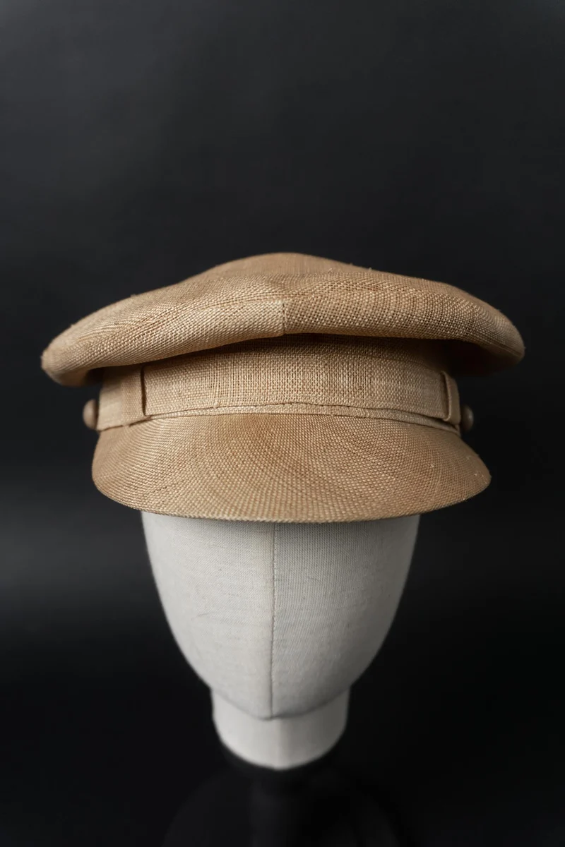 Vintage Leinen Schiffermütze in Naturbeige – zeitlose Baker Boy Cap